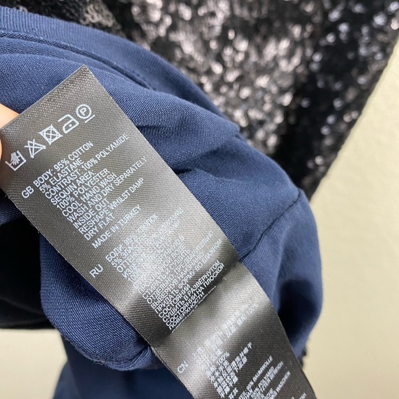 Reiss Amber Sequin Back Navy Cocktail Short Sleeve Wedding Guest Party Dress 6 - Picture 10 of 13